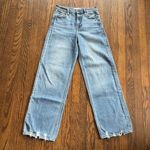 Hidden Jeans Wide Leg Baggy Jeans with distressed hems